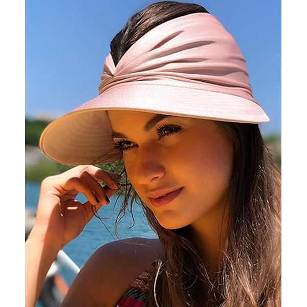 Dame Sol Visor Hat Bred Skygge Sommer UV Beskyttelse Strand Sport Cap，pink