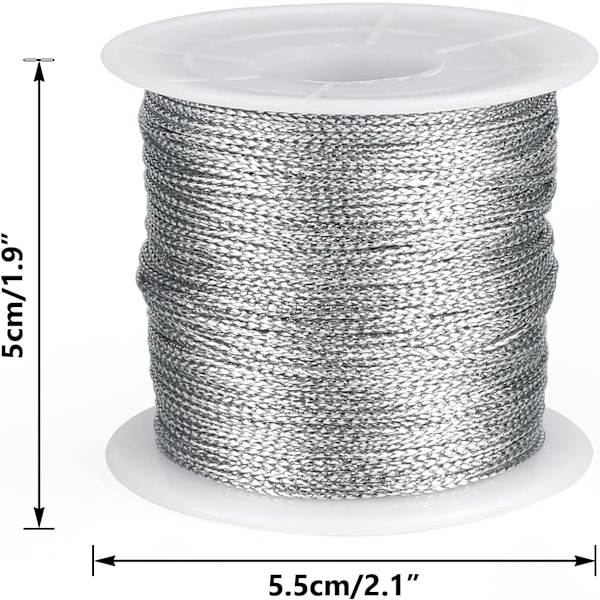 100M Gulltråd, Gulltråd Twist-bånd med spole, Gullmetalltråd for smykkeledning, DIY-håndverk og emballasjetråd Silver