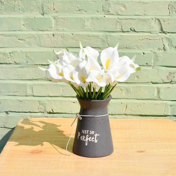 20 st Vita blommor Konstgjorda Calla Lily Silk Flowers 13,4" för hemkök & bröllop