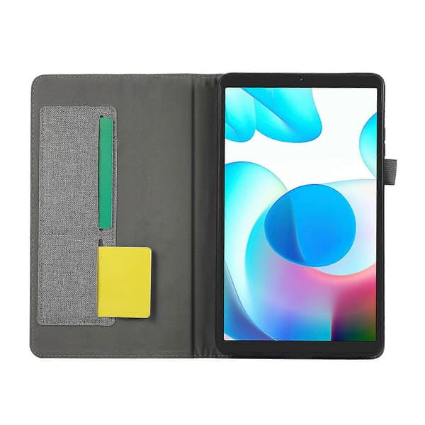 För Xiaomi Redmi Pad SE 4G 8.7 tum Läderfodral Korthållare Tygtextur Tablet Ställskydd - Grå