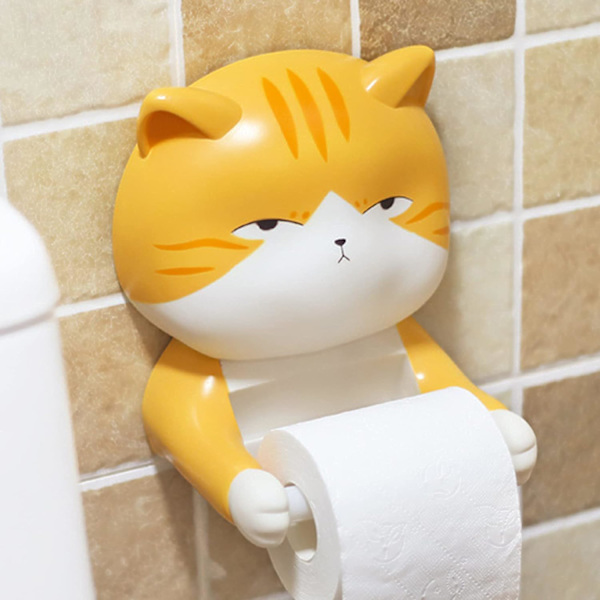 Koristeellinen WC-paperiteline, rei'itetty seinäkiinnitteinen kissa PVC-paperiteline