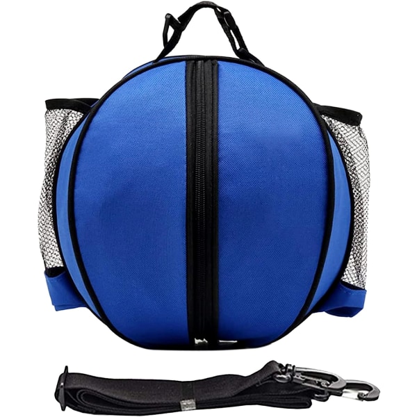 Basketväska praktisk bärbar stor väska basketfotbollsförvaringsväska med axelrem utomhusträningsväska blå