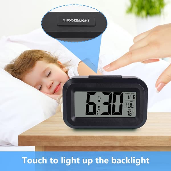 Digital väckarklocka sängbord, enkel att ställa in, temperatur, datum, timer
