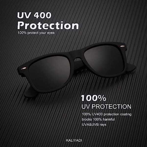 Polariserede solbriller til mænd og kvinder - matte solbriller med farvede spejlglas - UV-beskyttelse (3-pak)