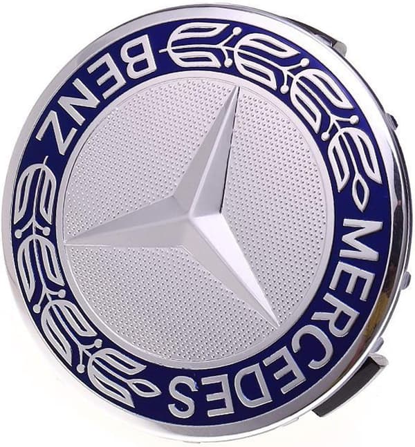 Mercedes-Benz centrumkåpor / navkapslar bilmärke - 4-pack 75mm BENZ Blue