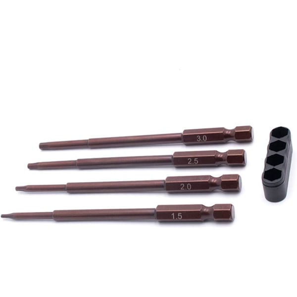 LCX Racing 4 kpl 1/4\" metrinen kuusiokoloavainsarja, sähkökäyttöinen ruuvimeisseli, RC-pora harrastus RC-malli RC-kuorma-auto (1,5 2,0 2,5 3,0 mm)