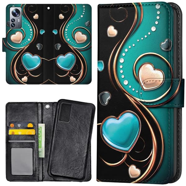 Xiaomi 12 Pro - Pung Etui/Etui Hjerter