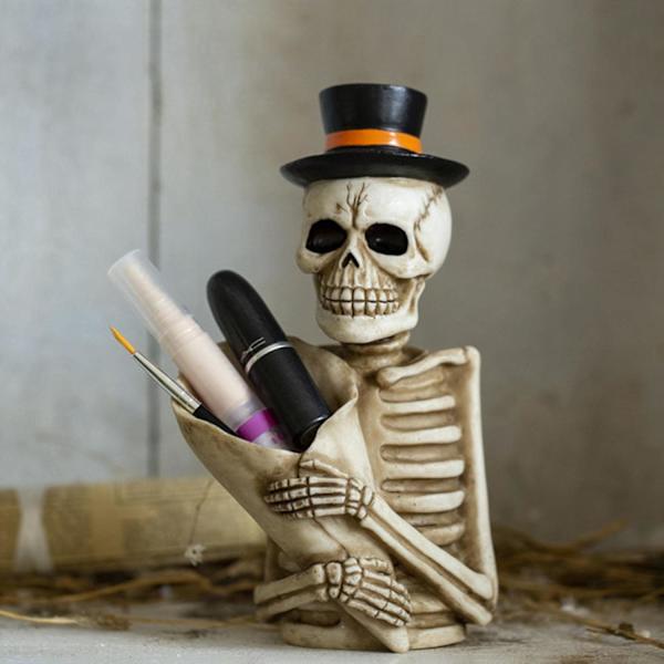 Kynäteline, työpöydän järjestäjä, työpöydän kynäteline, Retro Skull -työpöydän kynäsäiliöjärjestäjä