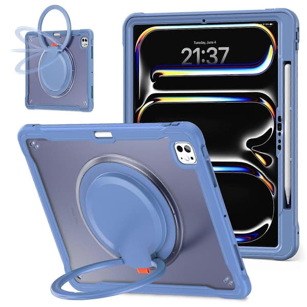 Fodral för iPad Pro 13 (2024) Roterande Ställ PC+TPU+Silikon Tablet Skydd
