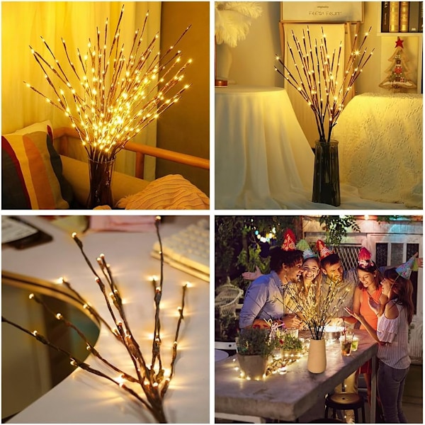 LED-trädgren blomsterarrangemang ljusslinga - varm färg/Färg/vit, Vas ingår ej color 1