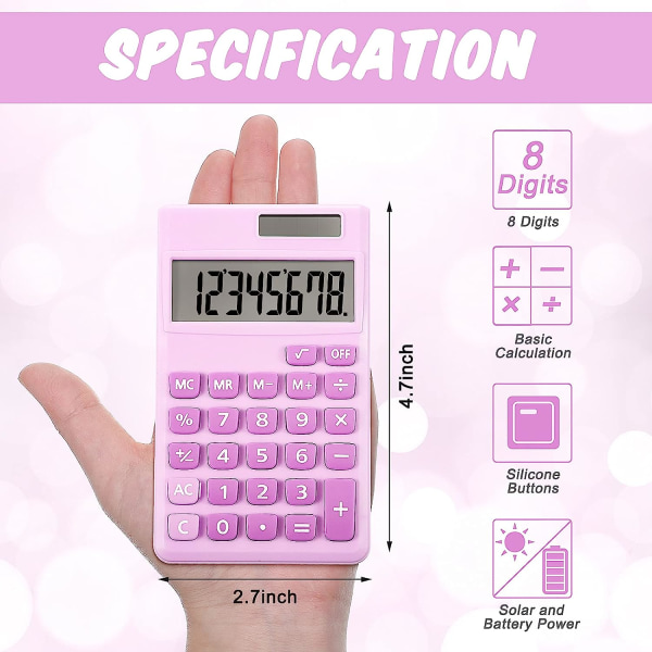 2 stk. Basic Standard Lommeregnere Mini Digital Desktop Lommeregner med 8-cifret LCD-skærm