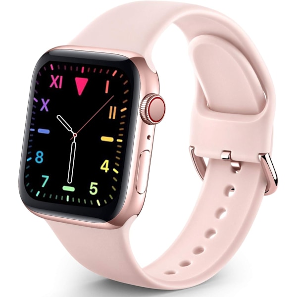 Sportband kompatibel med Apple Watch iWatch-band unisex, mjuka silikonarmband för Apple Watch 3 6 5 4 2 1 SE Pink Sand 42mm/44mm S/M