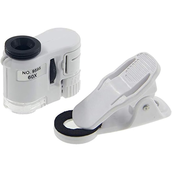 60X Zoom LED Clip Telefon Mikroskop Förstoringsglas Bärbar Optisk Mikrolins Lupp Universal Teleskop Kamera