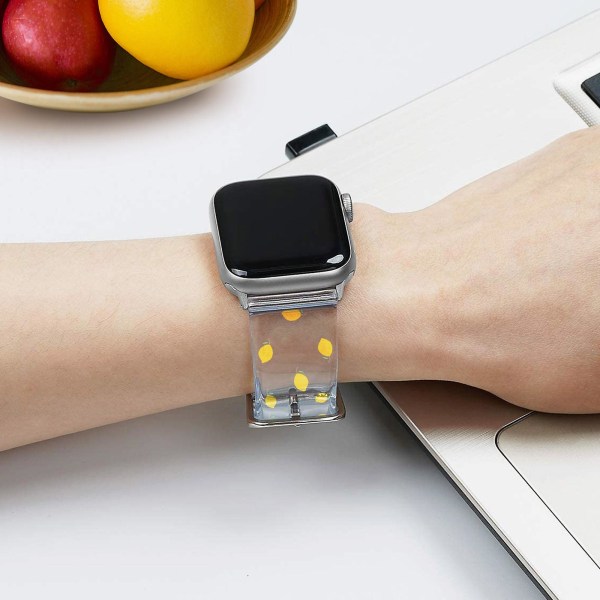 Yhteensopiva Apple Watch 41mm / 40mm / 38mm hihnan kanssa Joustava läpinäkyvä sitruunadesign