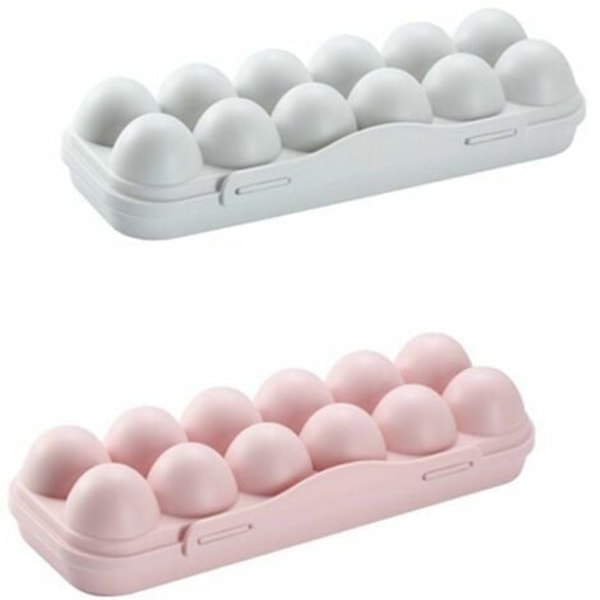 Egg Oppbevaringsboks, 2 Egg Kartong Kjøleskap, Plast Egg Kartong, Eggbrett for Kjøleskap, 12 Egg Oppbevaringsboks