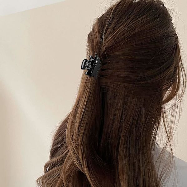 12 stk. små hårklemmer til kvinder og piger, skridsikre hårklemmer, sorte hårklemmer til styling af tykt hår