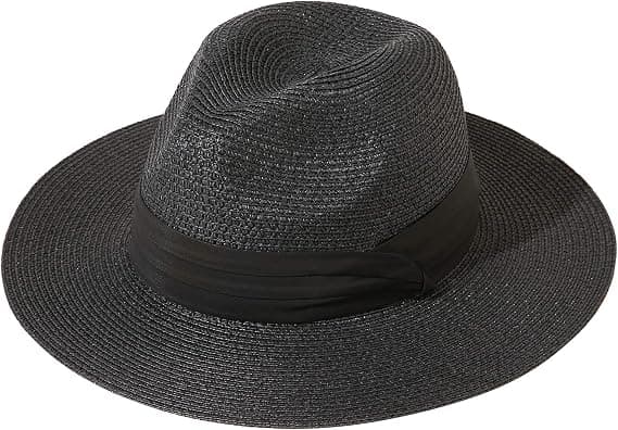 Damer Bredskygget Halm Panama Rulle Hat Bæltespænde Fedora Strand Solhat