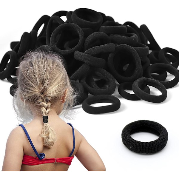 100 st Babyhårband, Godisfärgade sömlösa hårband för flickor, Flerfärgade hårtofsar för flickor (3 cm) (Svart)