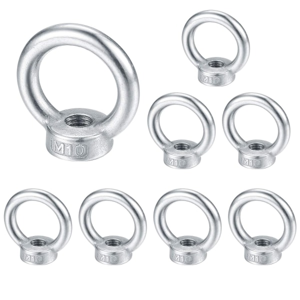 M10 Øjebolt, Løfteøje Bolt, 304 Rustfrit Stål Ringmøtrik, Øjebolt Skruemøtrikker - 8 Stk