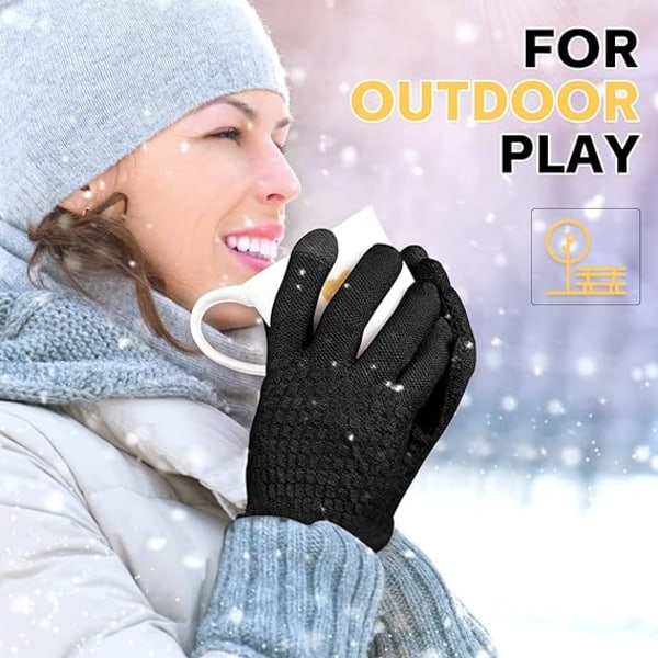 4 par dam vinter touch screen handskar varma fleecefodrade stickade handskar