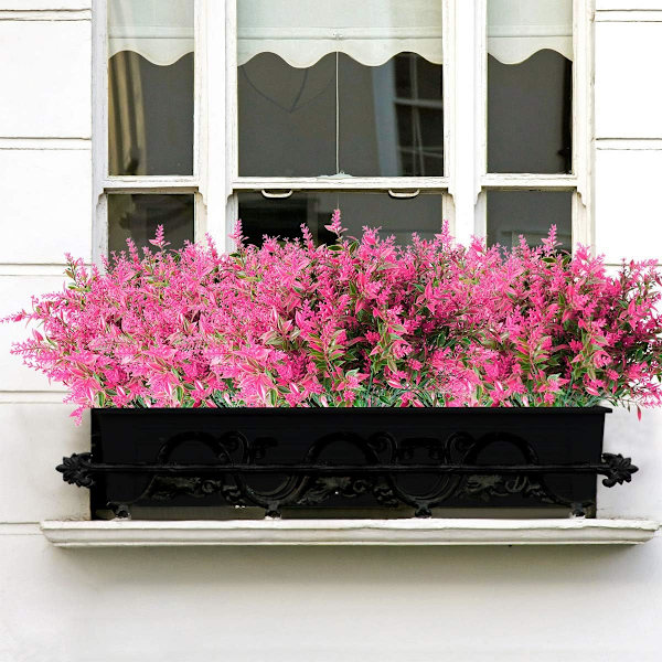 8 Buketter Konstgjorda Lavendelväxter Utomhus UV-skydd Falska Blommor Konstgjorda Växter Trädgård Veranda Dekoration(Rosa)