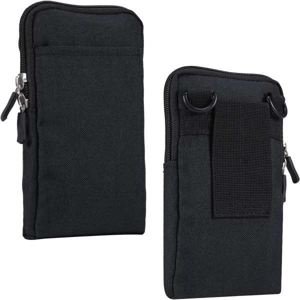 Mobiltelefon Axelhölster, Mobiltelefon Bältesklämma Hållare, Axel Messenger Bag Dragkedja Crossbody black Large size