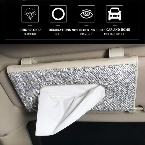Rhinestone Rhinestone Læder Bil Servietboks White