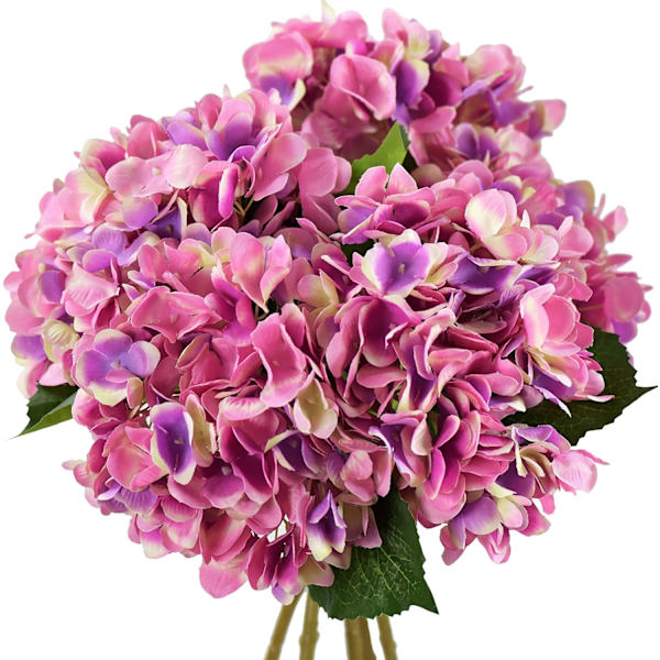 5 st konstgjorda sidenhortensior, blomsterarrangemang dekoration 47 cm rose red