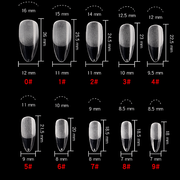 Negletips, bløde gel fuld dækning negletips kit til negleforlængelser, klare akryl lim tips ingen fil falske franske negletips til neglekunst Semi-matte-waterdrop