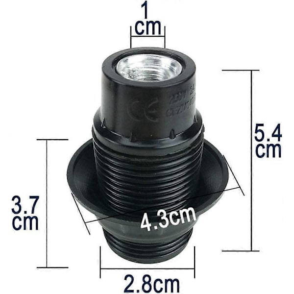 Sort E14 Skrue, 4 stk. E14 Fatning, E14 Fatning Pære, Solid Pærefatning, Sort Adapterfatning