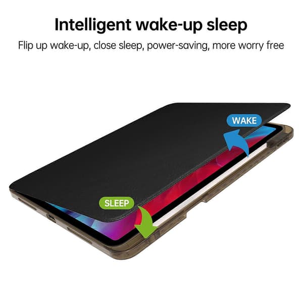 Etui til iPad Pro 13 (2024) PU Læder+Akryl+TPU Roterende Klar Tablet Cover Auto Væk/Sov-Sort