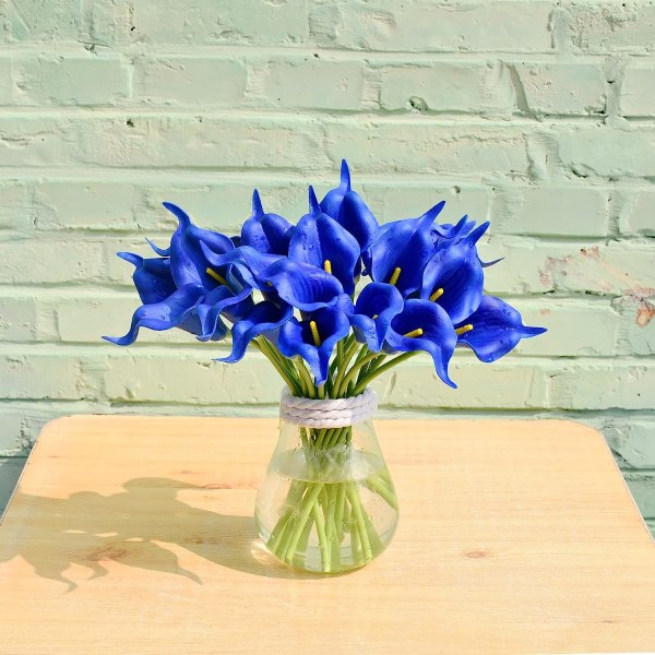 20 st bule Blommor Konstgjorda Calla Lily Silk Flowers 13,4" för hemkök & bröllop