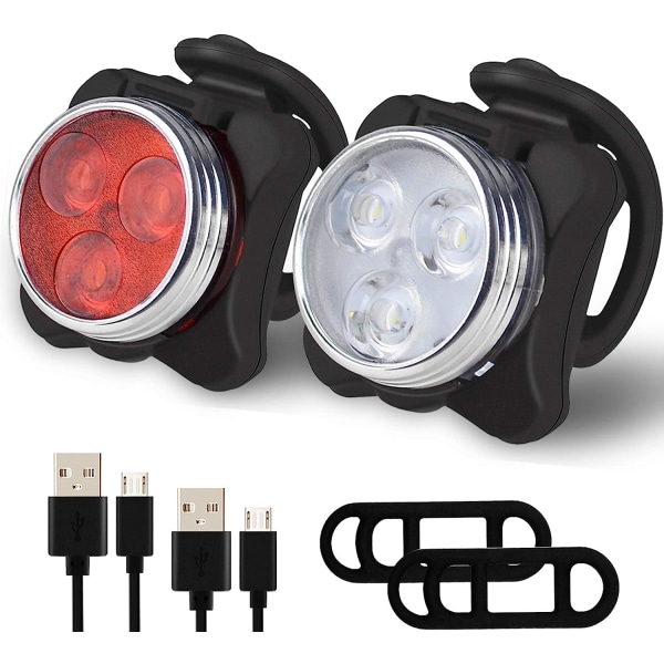 Cykellygtesæt, Super Bright USB genopladelige cykellygter, LED-cykellygter med sikkerhed og let monteret, USB-forlygter til cykling og baglygte