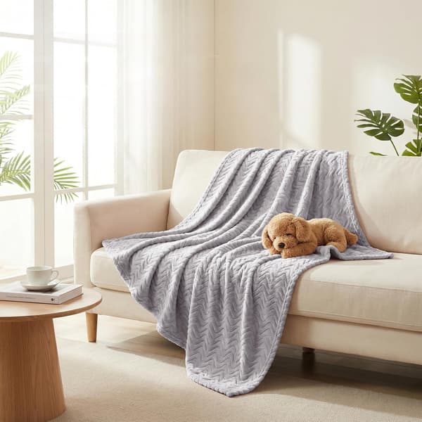 Stort fleeceteppe til sofa, lysegrå, 230x170 cm, mykt, pustende, lett sofateppe til soverom, mykt og koselig jacquard-bølgeteppe 230x170cm Light Grey