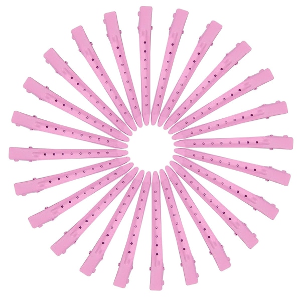24 kpl Duck Bill Clips, 3,5 tuuman ruosteenkestävät metallialligaattorikiharrit, joissa on reikiä hiusten muotoilua varten, hiusten värjäys, vaaleanpunainen