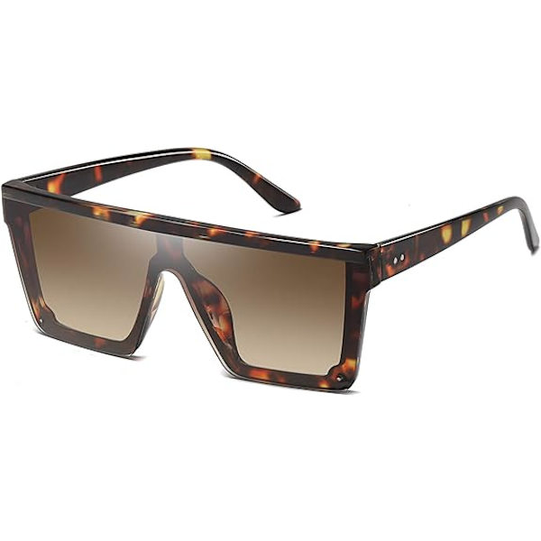 Oversized firkantede solbriller Mote siamesisk linse stil Flat Top Shield Shades unisex brown