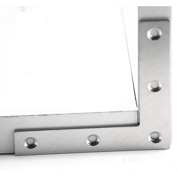Flade L hjørnebeslag, 2 stk. 120 x 120 mm rustfrit stål retvinklede beslag reparationsplader