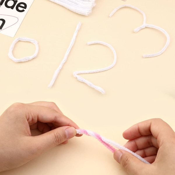 100 stycken piprensare, julenfärgade piprensare för pyssel, chenilleskaftset, piprensare i bulk för kreativa dekorationer, gör-det-själv-material (vita)