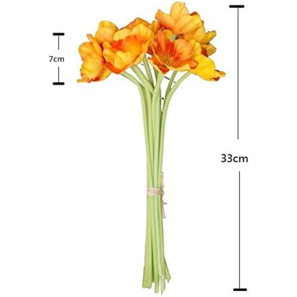 10 stk kunstige valmueblomster Kunstig blomst til bryllup Høytids brudebukett Hjemmefestdekor (oransje)