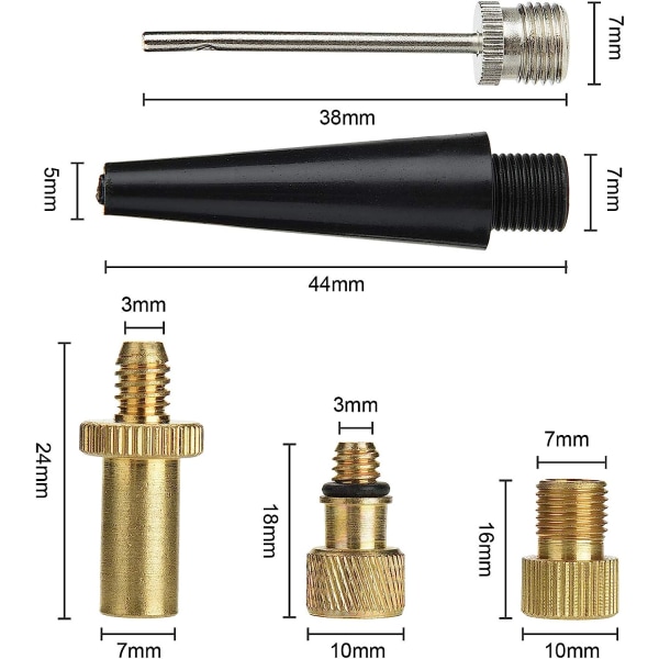 5-delad ventiladaptersats Dunlop Presta Schrader ventiladapter cykel luftpump uppblåsningsnål munstyckesats