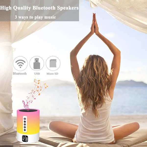 Väckarklocka Bluetooth-högtalare Sänglampa med Vitbrusmaskin, Multifunktionell Vitbrus Bluetooth-högtalare Nattlampa Uppvakningslampa, Present