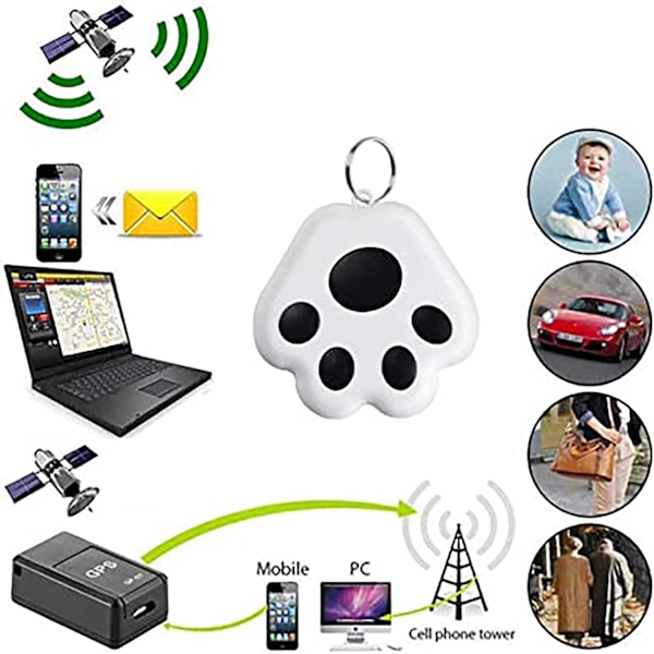 GPS Tracker til børn Anti-Lost Alarm Enhed Hundepote Stil Mini Kat Hunde GPS Tracking Locator Bærbar Bluetooth Item Finder-4 stk