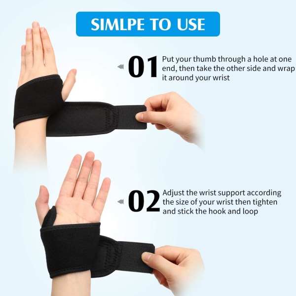 Justerbar handledsrem Andningsbar handledsrem Sportskydd ger handstöd med 2-pack (svart)