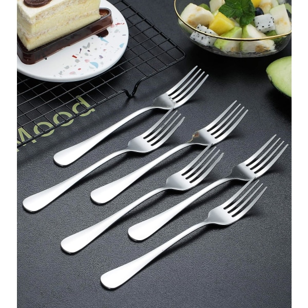 Middagsgaffel 6 delar, rostfritt stål 20 cm gafflar Silver, bordsgafflar Set med 6