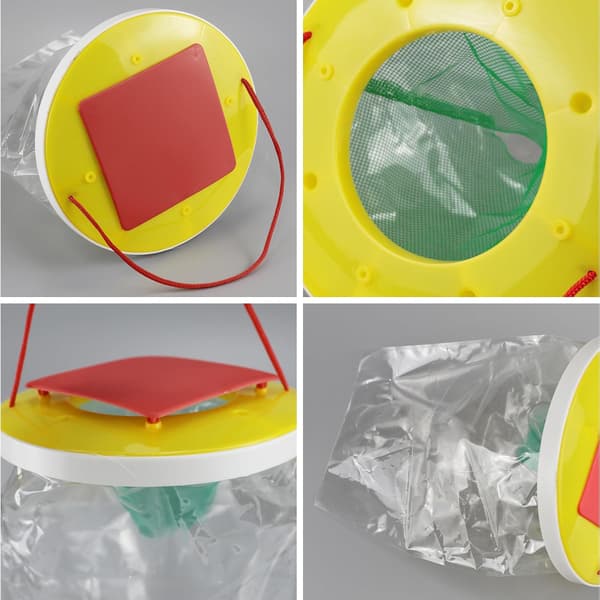 3-delars flugfångarkit för inomhus/utomhusbruk, röda flugfällor, transparent flugfälla refill, för fruktflugor