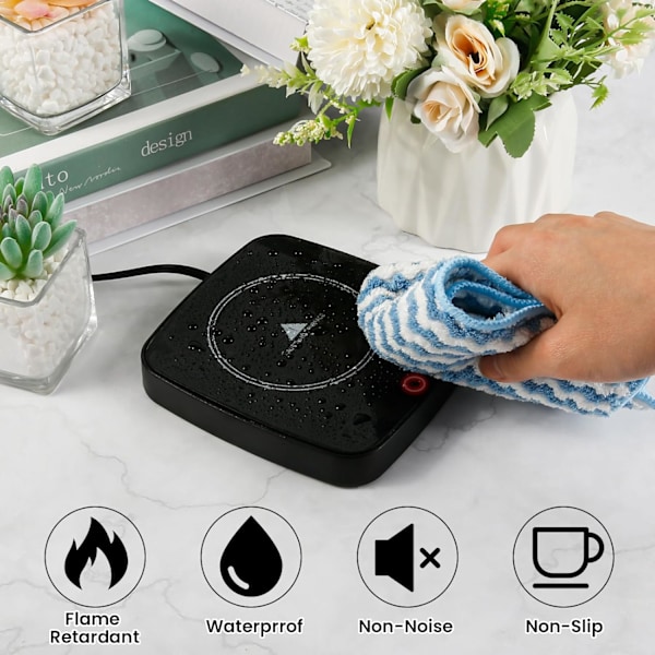 Kaffekopvarmer, Elektrisk Kopvarmer med 3 Temperaturindstillinger, Kaffekopvarmer, Drikkevarmer, Automatisk Afbrydelse til Kaffe Te, Sort