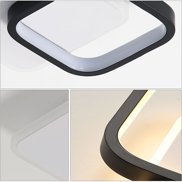 Moderne LED-taklampe, 24W 2700LM Kvadratisk taklampe, 3000K Varmt hvitt