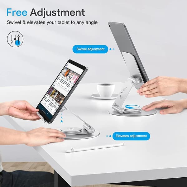 360° roterbar tablet-holder, egnet til tablets op til 12,9 tommer Silver