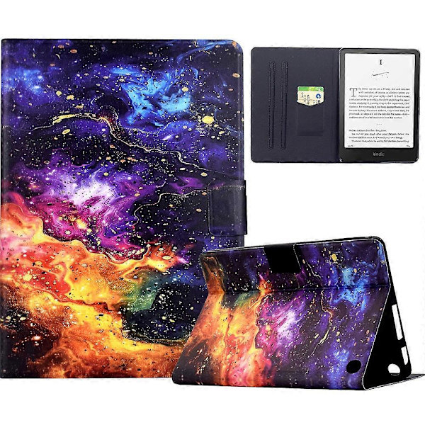 Til Amazon Fire 7 (2022) Stand Case Mønstertryk Tablet Læder Cover med Auto Våge/Sov