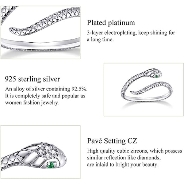 925 Sterling Silver Justerbara Öppna Silver Ringar, Silver Platinum Plating Snygga Ringar Smycken